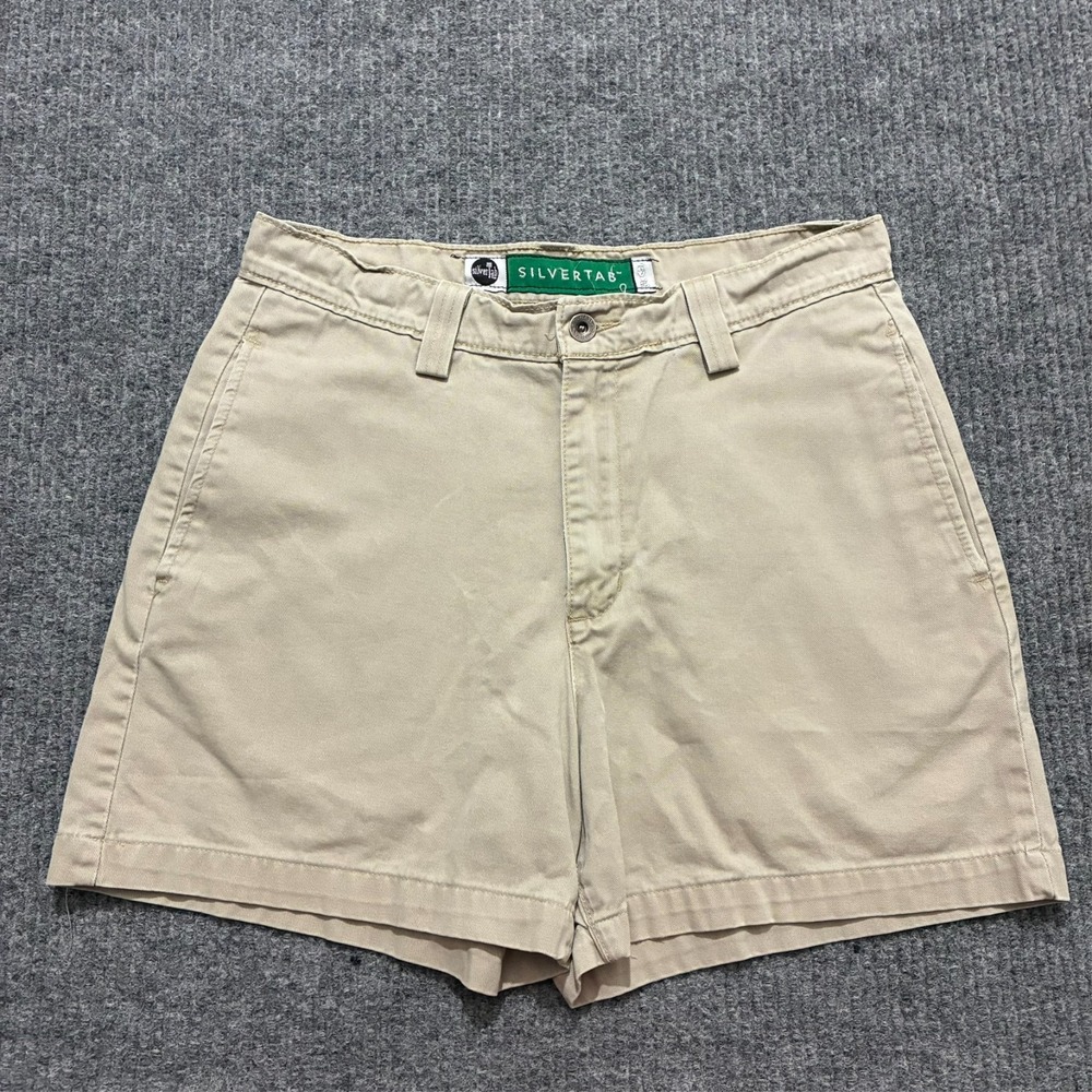 Vintage Levis Silvertab Womens Shorts Size 11 Beige Cotton Casual High Rise